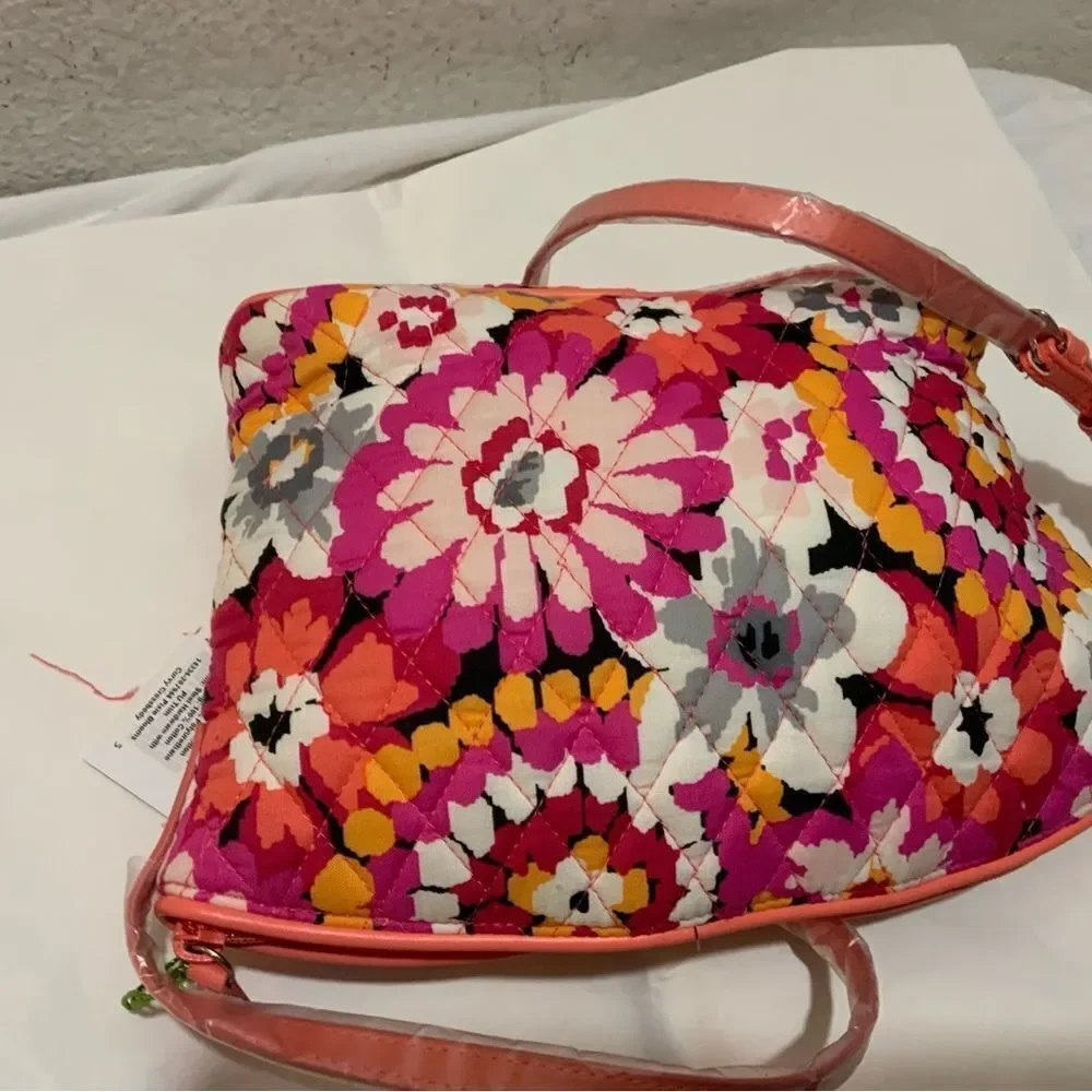 New Vera Bradley Pixie Blooms Shoulder Bag curvy crossbody Discontinued